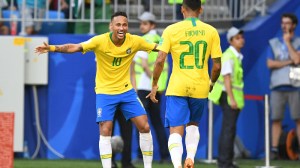 Brazil forwards Neymar and Roberto Firmino